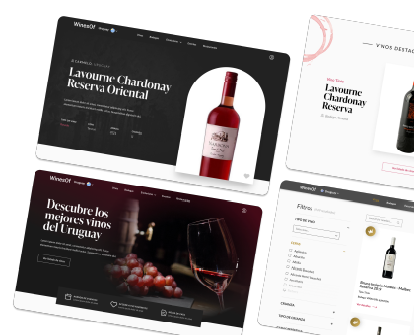 Screens of Wines Of's web platform, showcasing our design capabilities